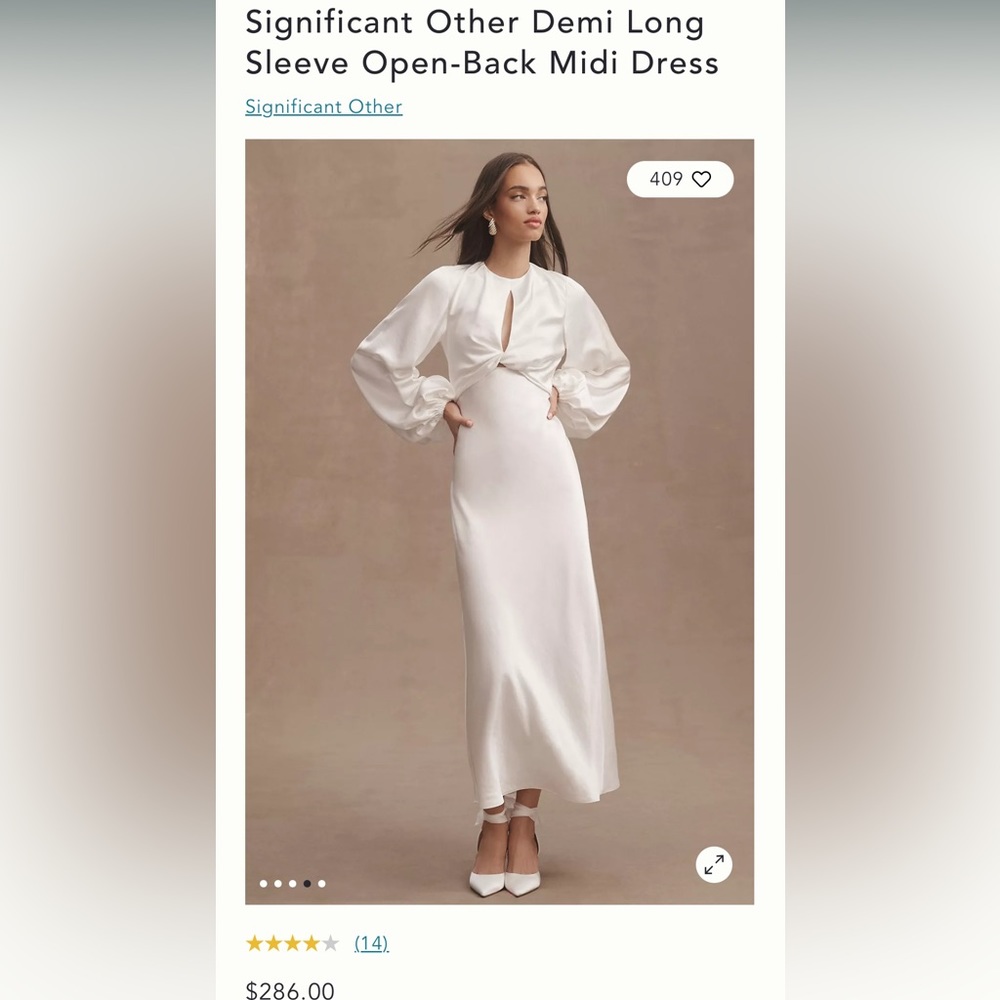 Significant Other Demi Long Sleeve Open Back Midi Dress